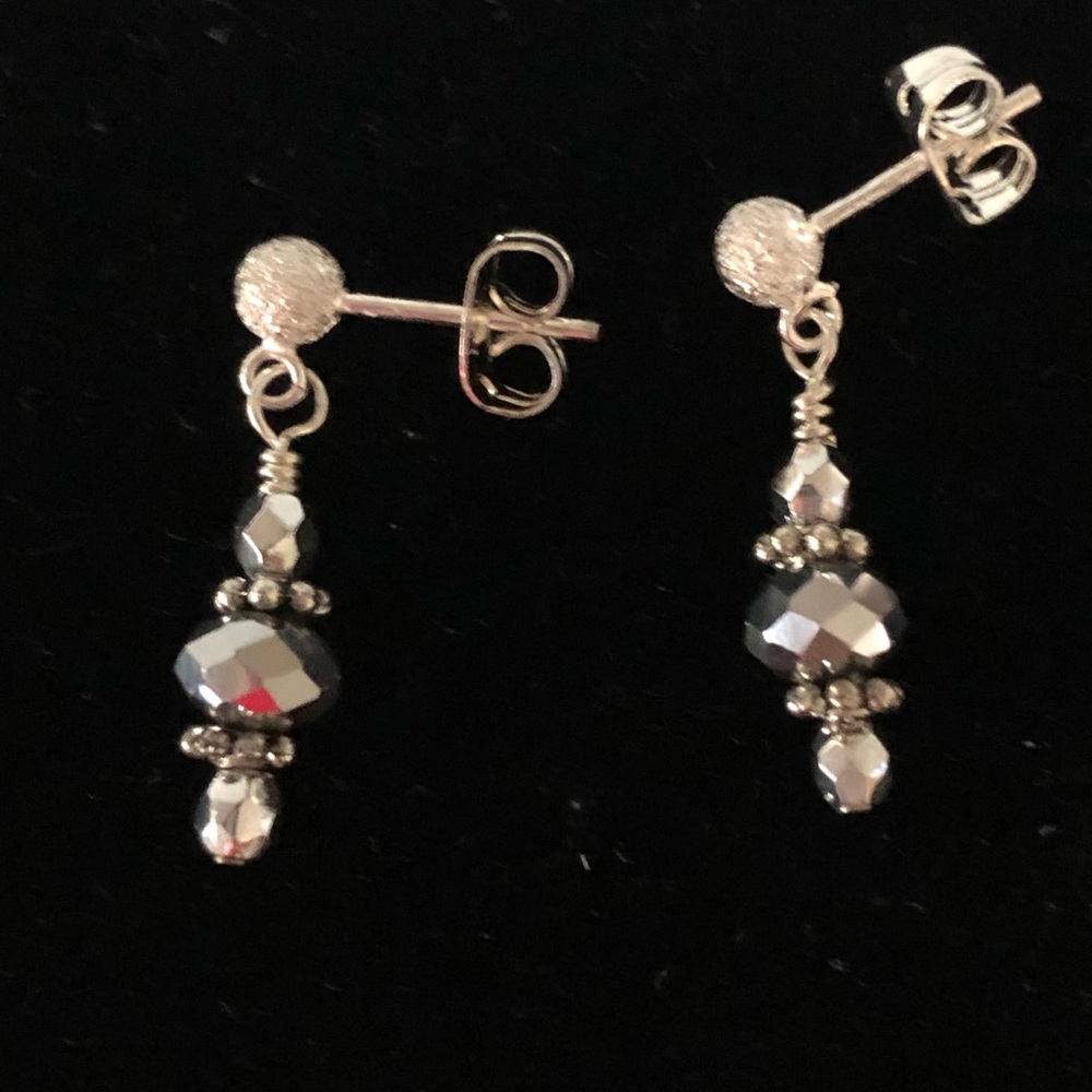 New Crystal and Sterling Silver Post Drop Earrings